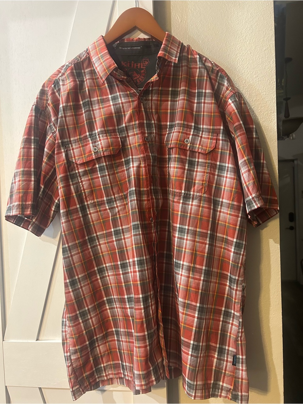 Kuhl Men's Red Plaid Short-Sleeve Button-Down Shirt